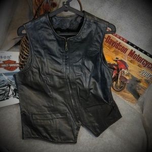 Wilson's Black Leather Vest Women's L Zip Front ~ Stylish